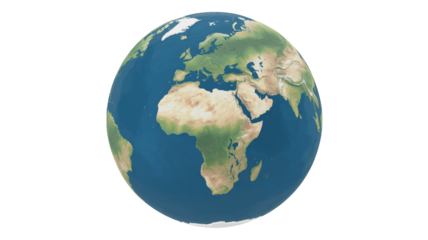 Vibrant Earth globe showcasing continents, oceans, and landmasses from space