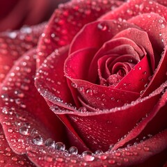 Close-Up Red Rose with Water Droplets &ndash; Romantic Floral Macro Photography
