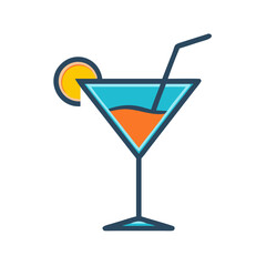 Vibrant summer cocktail illustration for tropical vacation promotions and refreshing drink menus with a modern, eye-catching design for bars and events