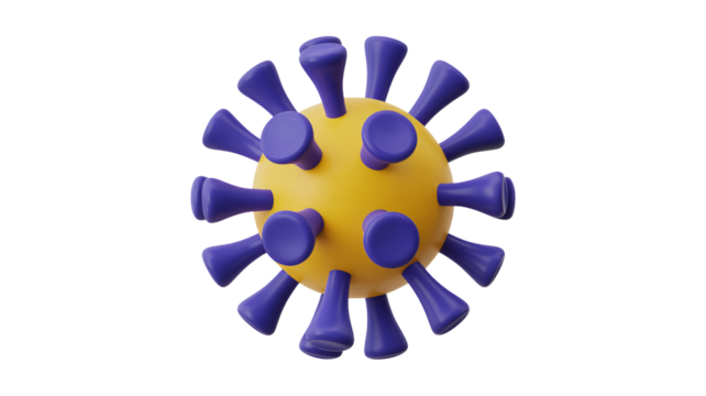 Stylized 3D virus particle illustration for health and science