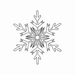 Simple Continuous Line Art Snowflake Black and White Winter Holiday Symbol