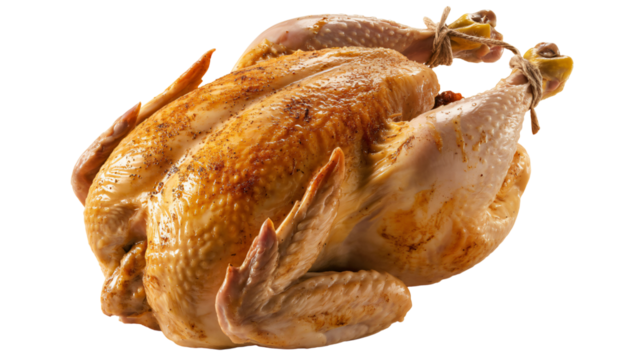 Perfectly roasted golden brown whole chicken ready for a holiday feast