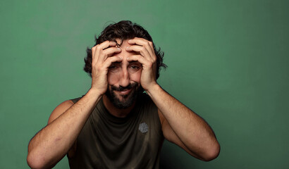 young adult bearded man. fitness concept