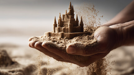 Collapsing Sandcastle in Hands