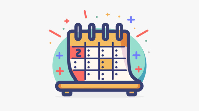 A playful illustration of a desktop calendar with a date circled and confetti