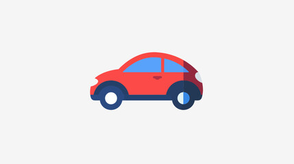 Stylized red car with blue windows and dark blue wheels