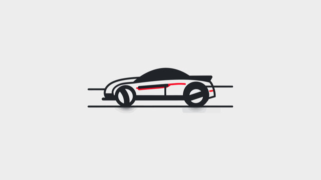 Stylized white sports car with black and red accents on a light gray background