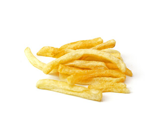 French fries fried in vegetable oil isolated on white background