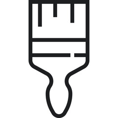 Simple Line Art Icon of a Paintbrush with a Black Outline and Transparent Background for Art and Design Projects