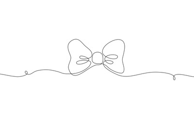 Continuous line drawing of bow tie on white background.