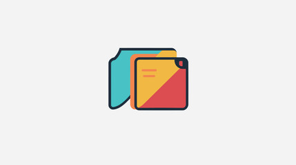 Abstract icon of layered documents with diagonal color blocks