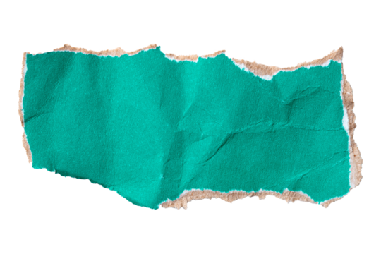 Green torn cardboard isolated on a transparent background