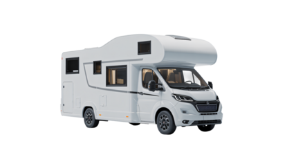 Modern white campervan ready for adventurous travel and road trips