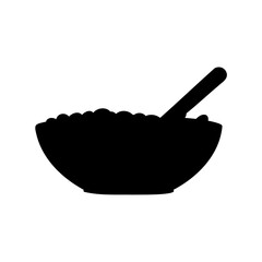Simple Black Silhouette of a Bowl of Cereal with Spoon Inside