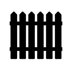Black silhouette of a wooden picket fence with pointed tops design