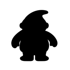 Silhouette of a whimsical garden gnome figure with a pointy hat