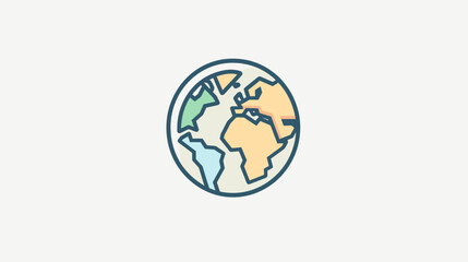 Stylized globe icon showing continents in muted pastel colors