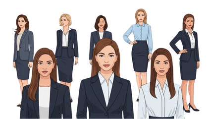 Professional women in business attire, diverse group in corporate setting