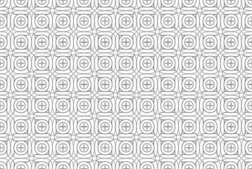 Geometric Circular Pattern Seamless Background With Concentric Circles And Cross Symbols Monochrome Abstract Texture