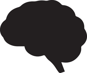 Black silhouette of a human brain on a white background representing thought and intelligence