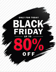 This image features a bold Black Friday sale banner announcing up to eighty percent off discounts for a limited time promotion.