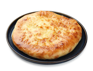 One delicious Megrelian khachapuri isolated on white