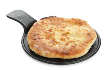 One delicious Megrelian khachapuri isolated on white
