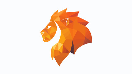 Geometric lion head profile, rendered in warm orange and yellow tones