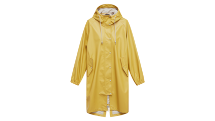 Bright yellow waterproof hooded raincoat for outdoor adventures and rainy days