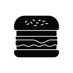 Burger Solid Vector Icon for Fast Food and Restaurant Design