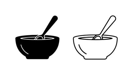Bowl with spoon outline with transparent background
