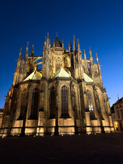 St. Vitus cathedral in prague castle illuminated at night