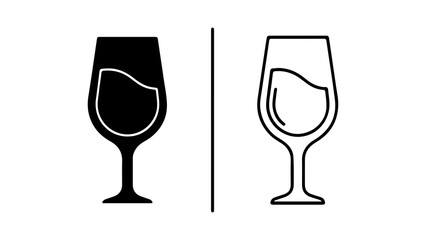 Wine glasses outline with transparent background