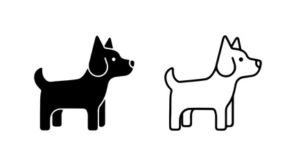 Dog icons with outline and solid fill with transparent background