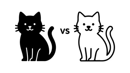 Black and white cats facing off with transparent background