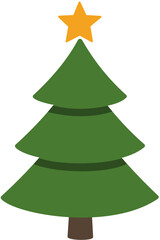 Obraz premium Classic Christmas tree icon with star topper and simple green layers. Perfect for stickers, cards, posters, wrapping paper, and digital seasonal artwork.