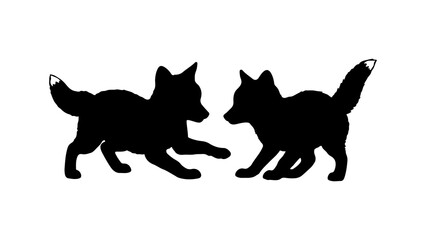 Two foxes running with transparent background