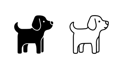Dog icons with outline and solid fill with transparent background