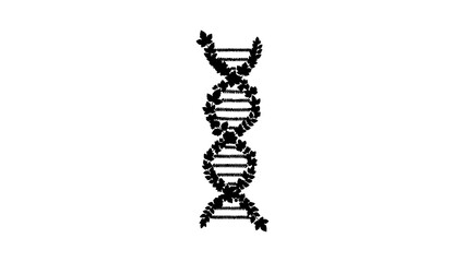 Dna helix structure formed by leaves with transparent background