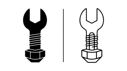 Wrench and bolt icon with transparent background