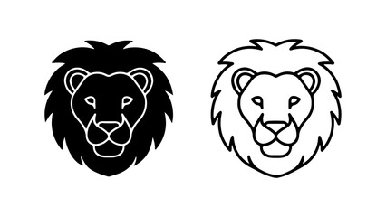 Lion head outline and solid with transparent background