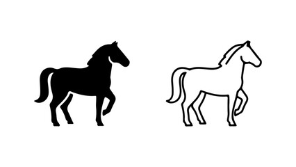 Horse silhouette and outline with transparent background