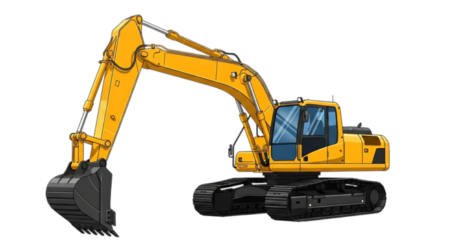 yellow excavator isolated on white
