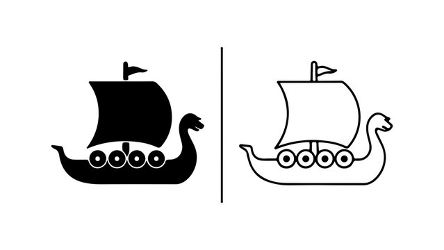 Viking ship icon with transparent background