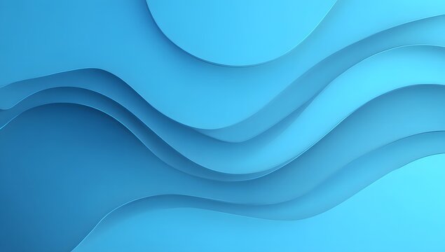 Abstract flowing waves of serene blue gradients creating a modern and calming layered paper cut art background design
