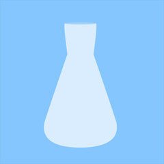An empty glass laboratory flask, a chemical experiment tool used in science and education, flat art design style.
