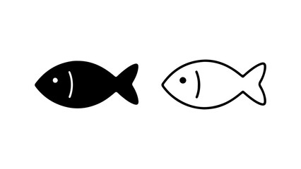 Fish icons with outline and solid fill with transparent background