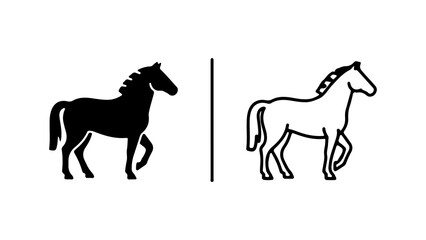 Horse silhouettes with outline and transparent background