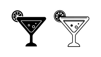 Martini glasses with orange slice with transparent background