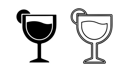 Cocktail glasses with garnish with transparent background